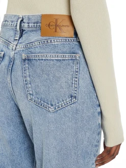 Jeans a vita alta con gamba dritta denim medio