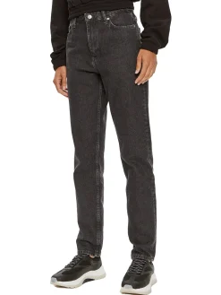 Jeans a vita alta mom fit in denim grigio