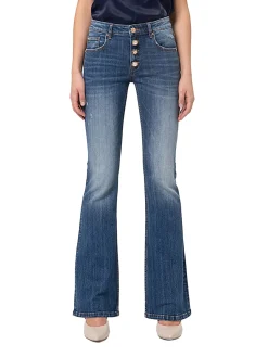Jeans bootcut a vita bassa denim scuro