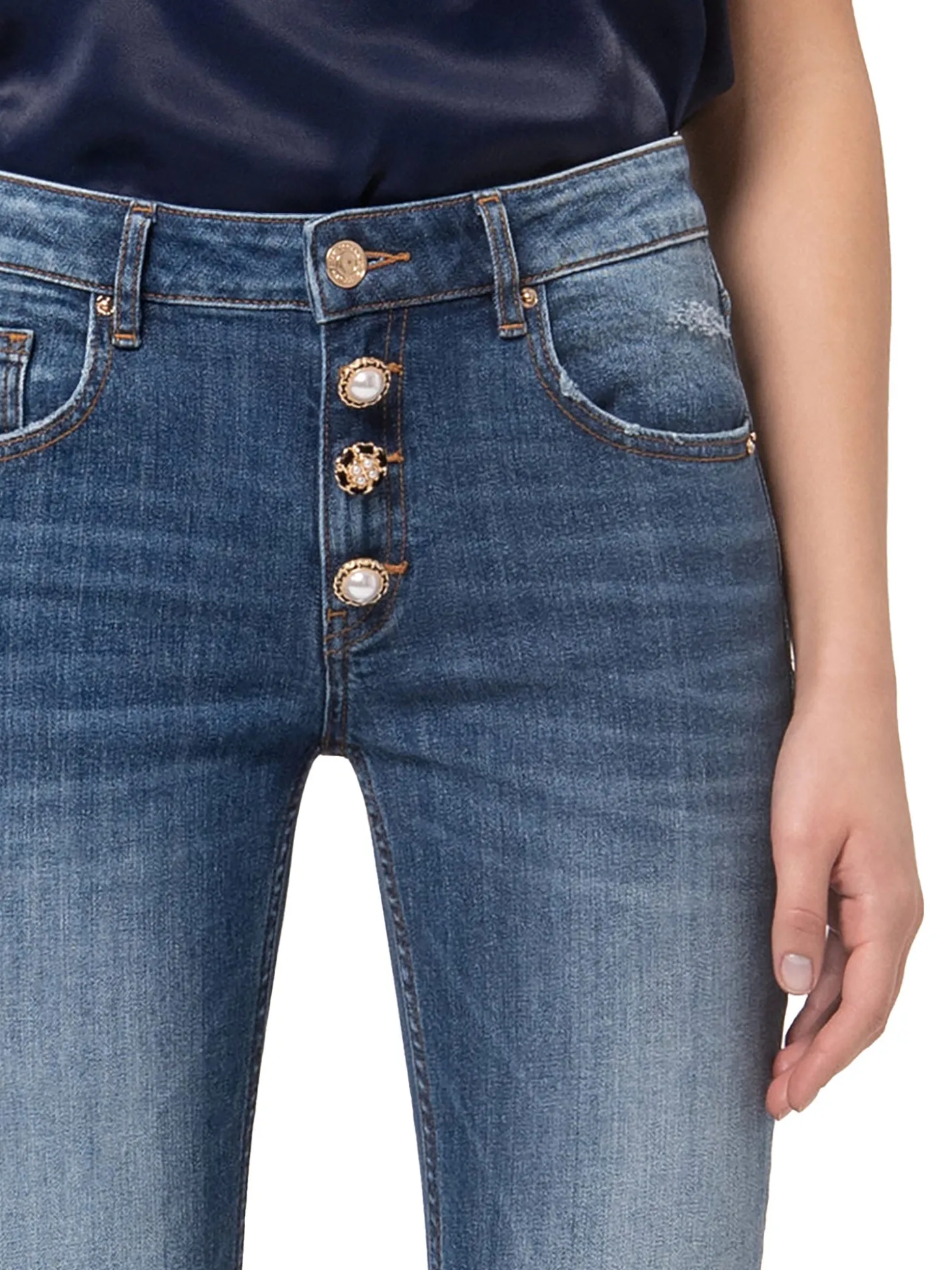 Jeans bootcut a vita bassa denim scuro
