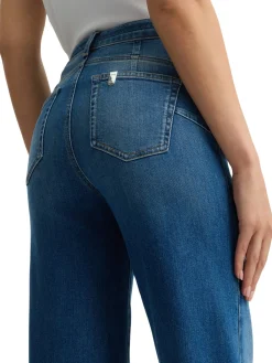 Jeans bottom up con piega stirata denim medio