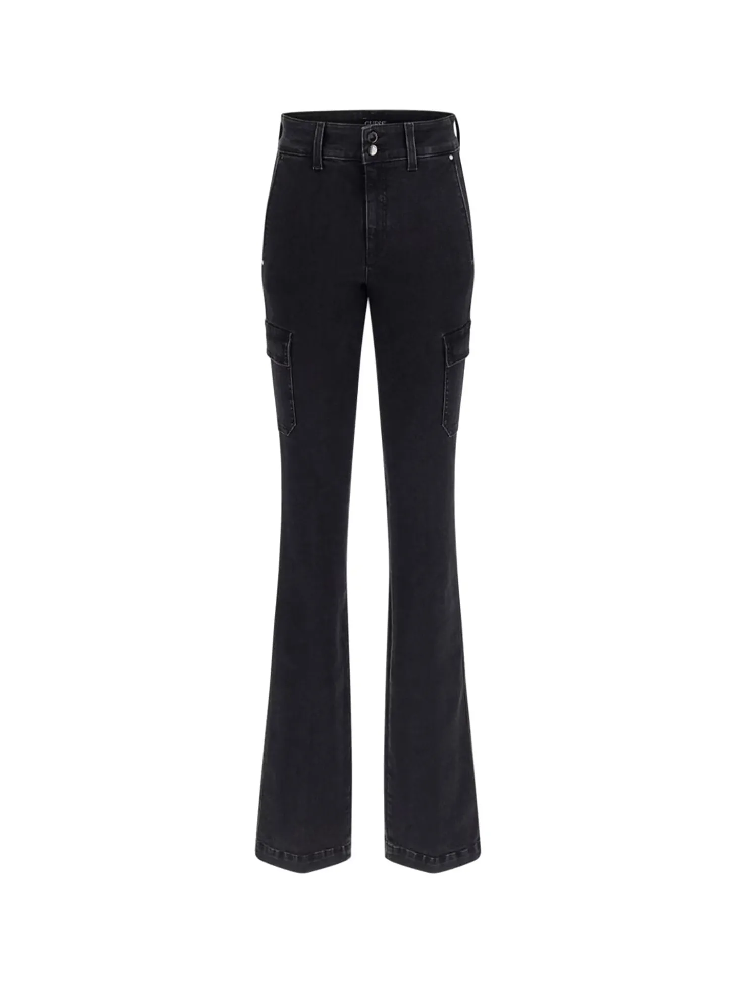 Jeans cargo minI boot black denim