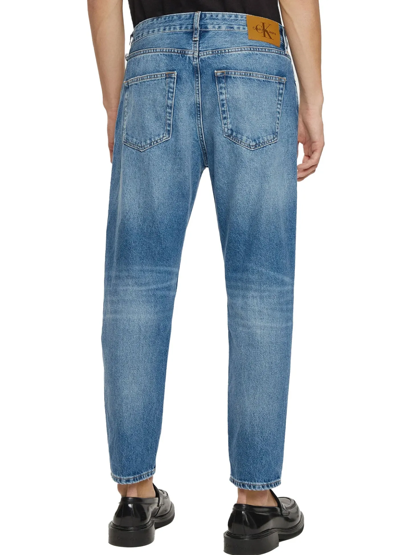 Jeans cropped con strappi denim medio