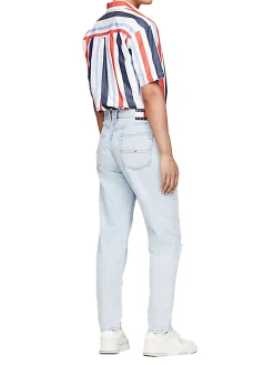 Jeans dad con strappi in denim chiaro