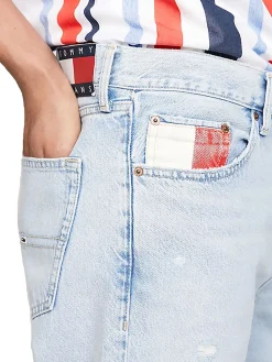 Jeans dad con strappi in denim chiaro