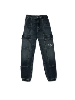Jeans jogger con tasconi in denim scuro