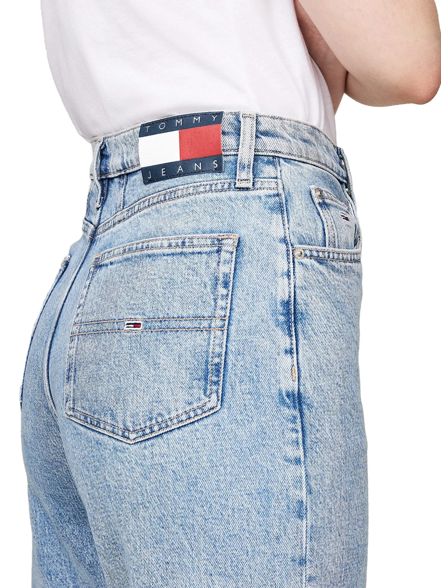Jeans Mom a vita altissima denim chiaro