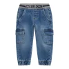 Jeans neonato cargo in denim medio