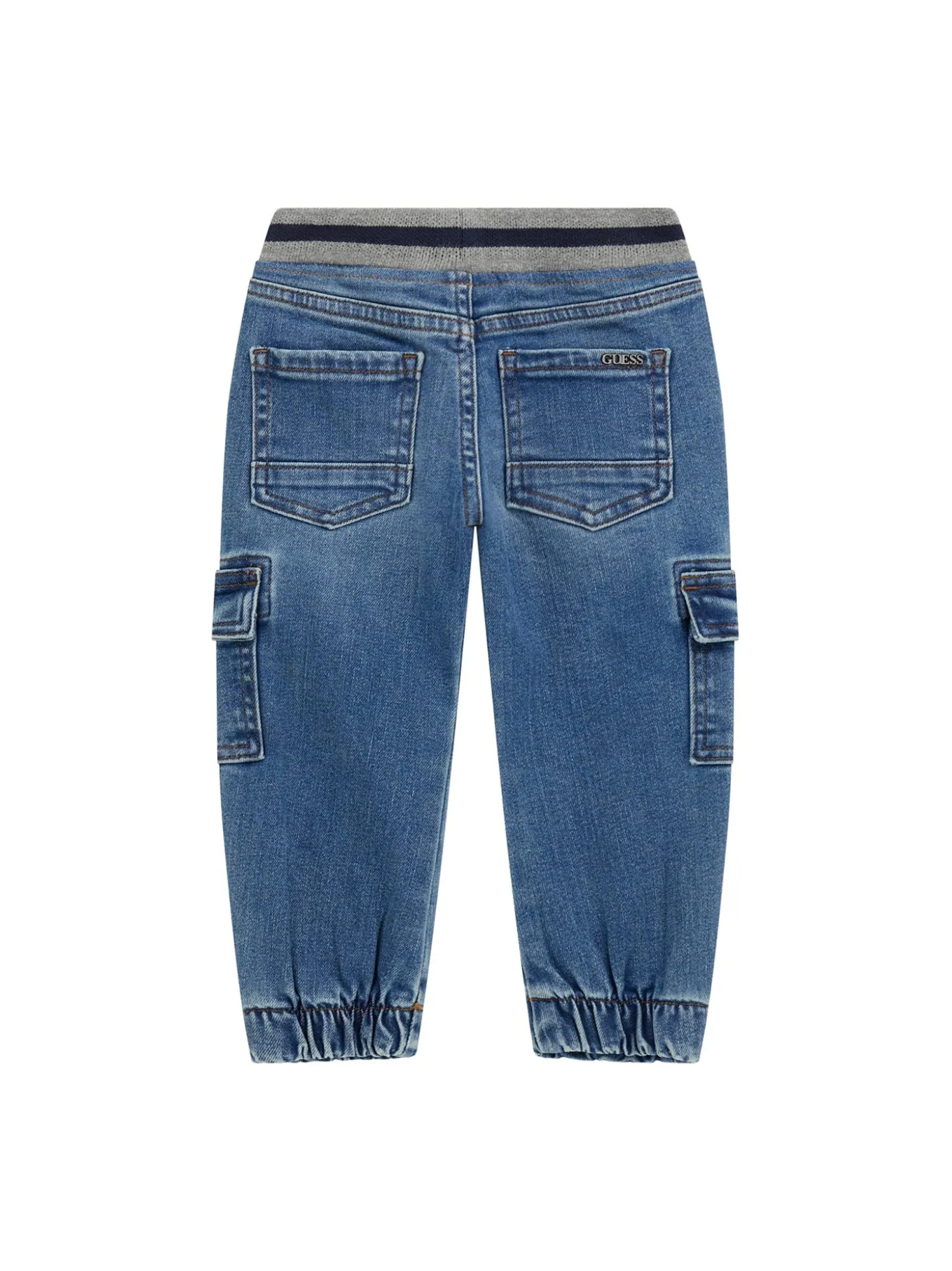 Jeans neonato cargo in denim medio