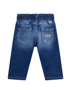 Jeans paper bag con orsetti denim blue
