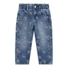 Jeans ricamo logo allover in denim medio