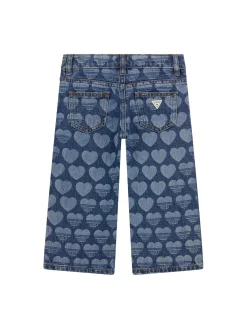 Jeans stampa allover in denim medio