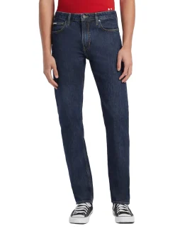 Jeans straight a vita media g16 denim scuro