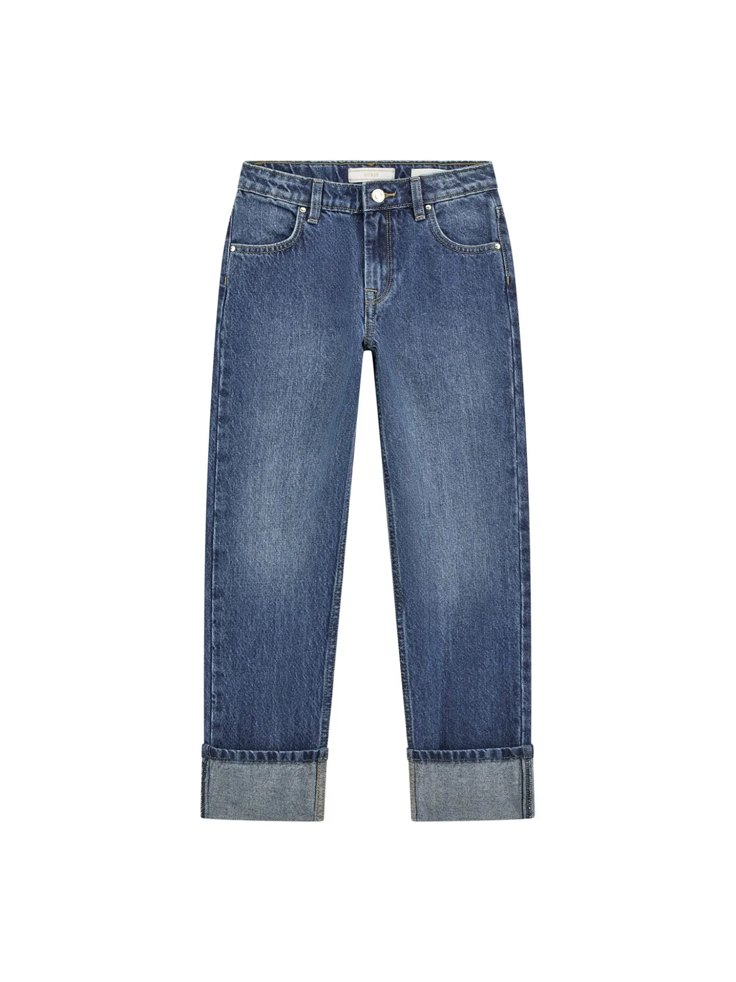 Jeans straight lurex in denim medio
