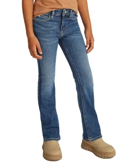 Jeans teen a zampa in denim scuro