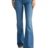 Jeans zampa con inserto elastico sul dietro denim medio
