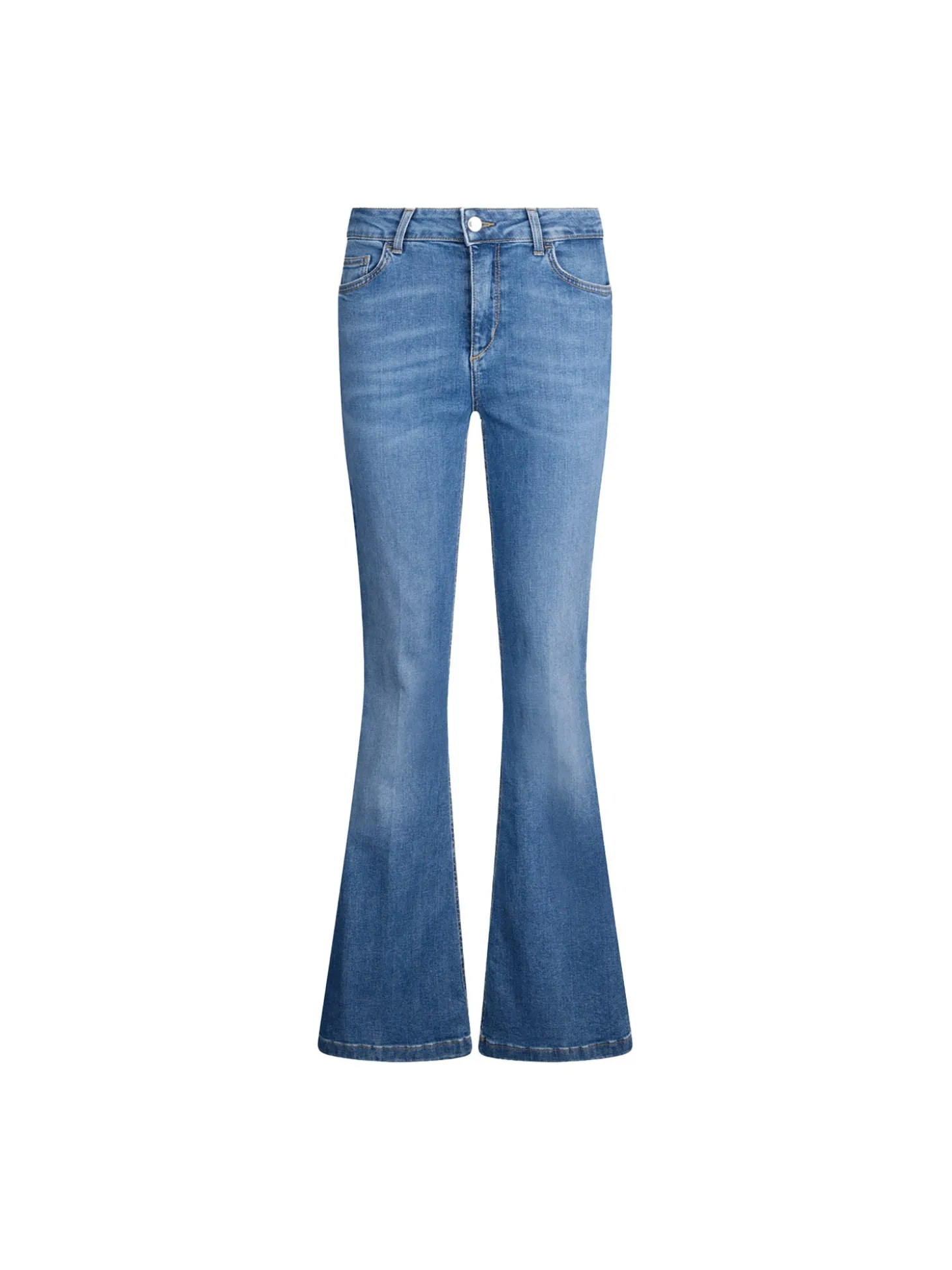Jeans zampa con inserto elastico sul dietro denim medio