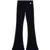 Leggings Flare Ribs a costine con spacco frontale nero