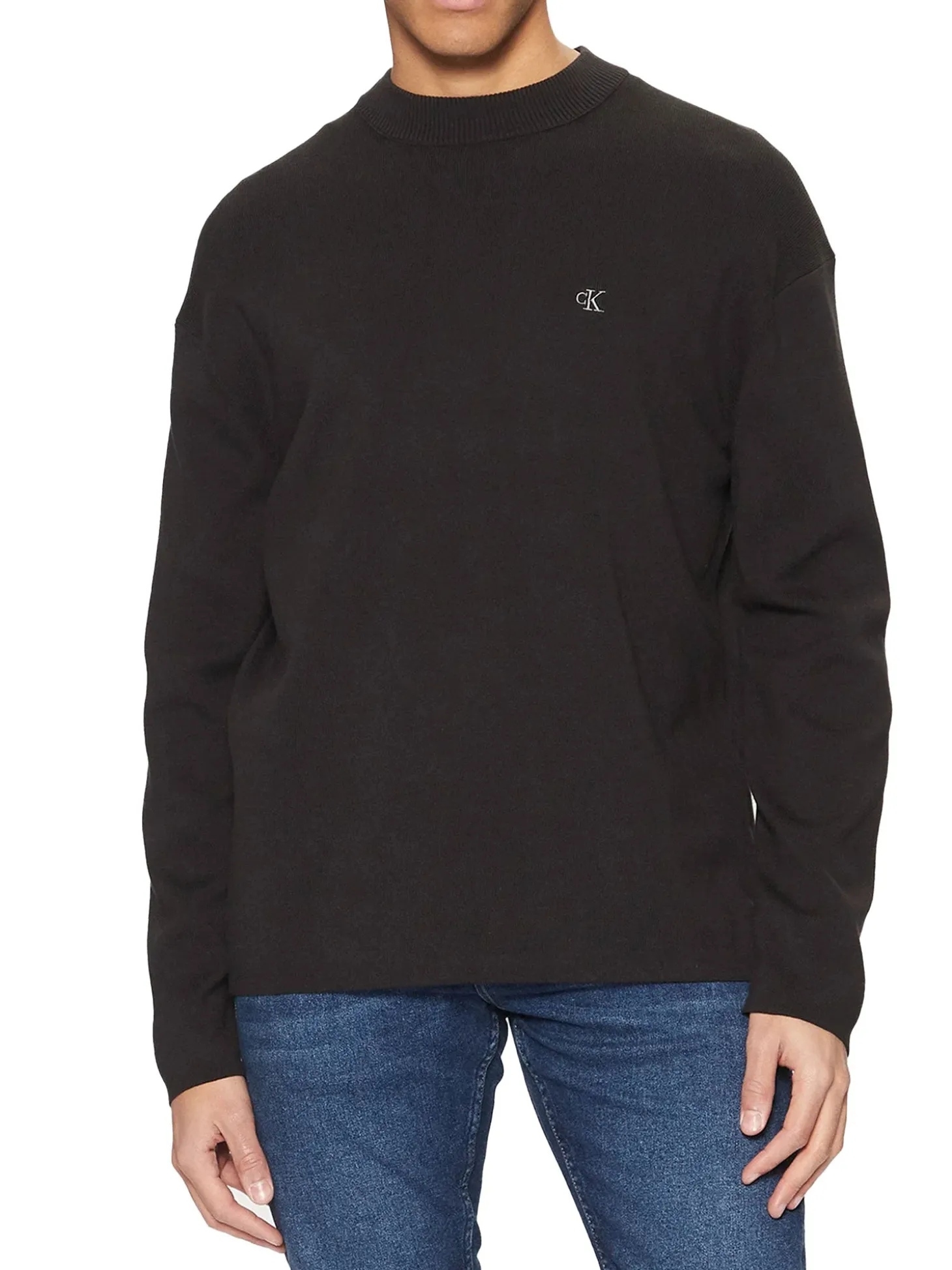 Lupetto logo monogram sul petto in cotone nero