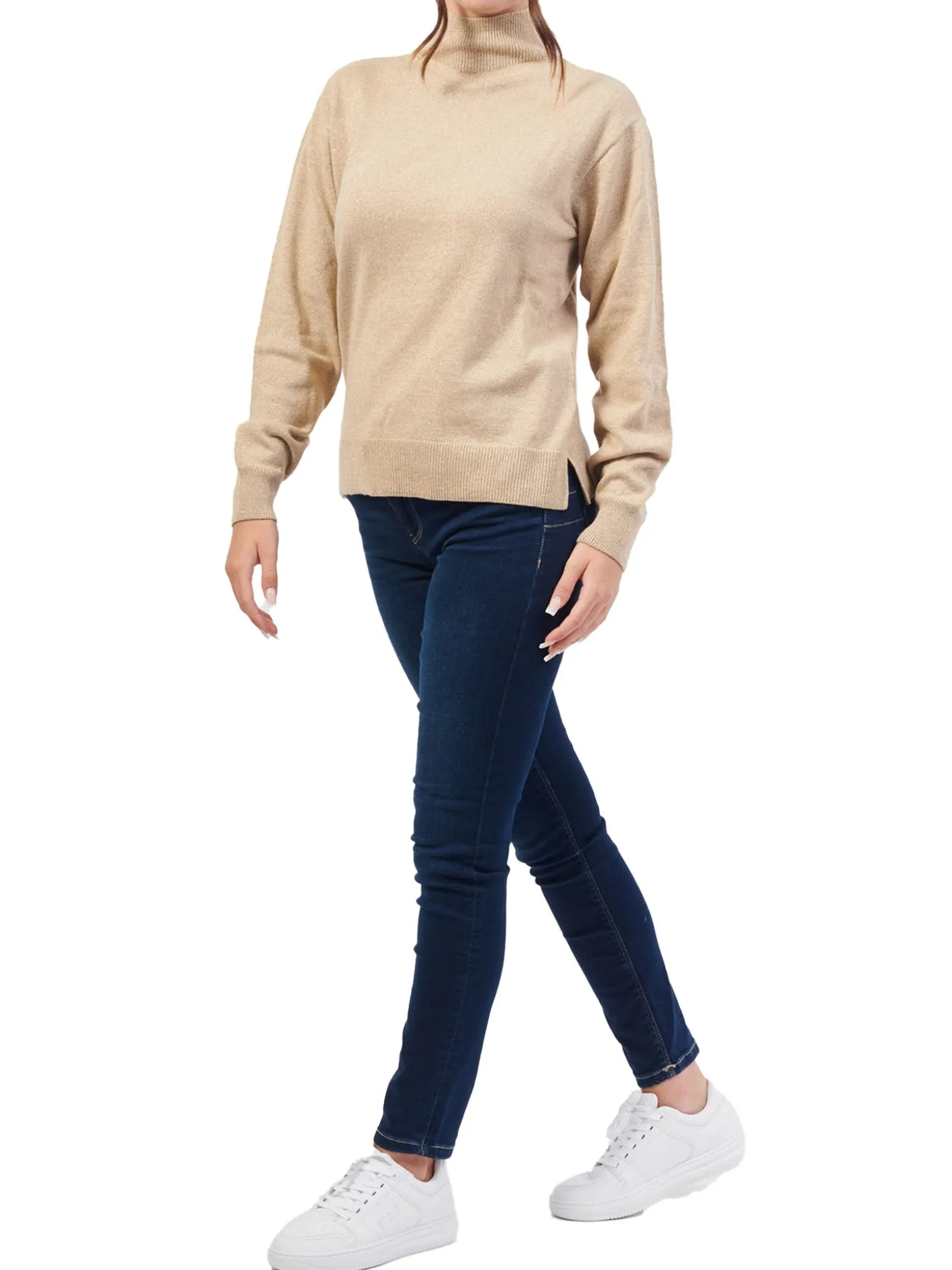 Lupetto manica lunga lurex oro