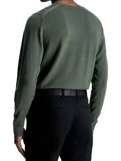 Maglia a girocollo in lana merino verde