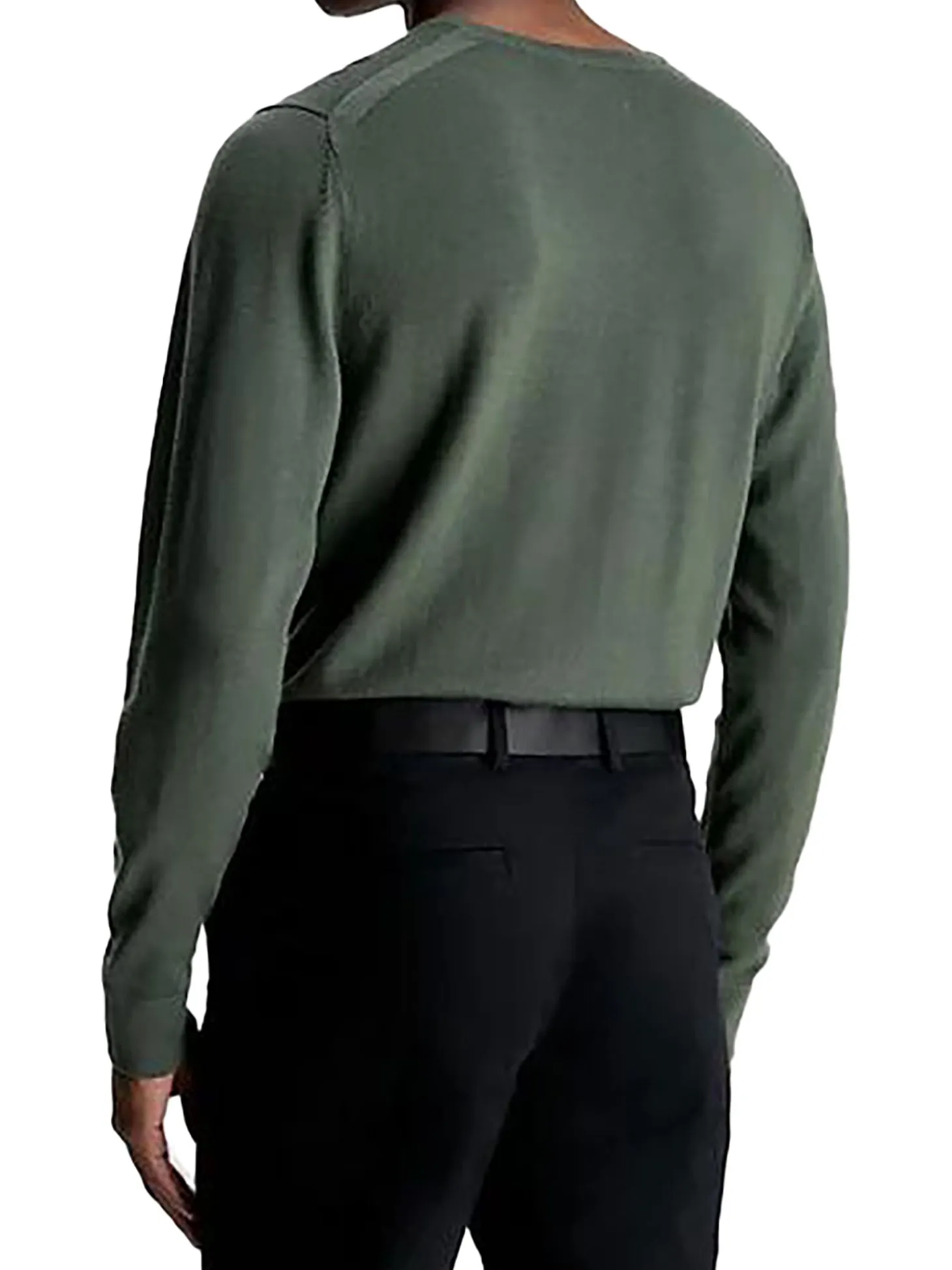 Maglia a girocollo in lana merino verde