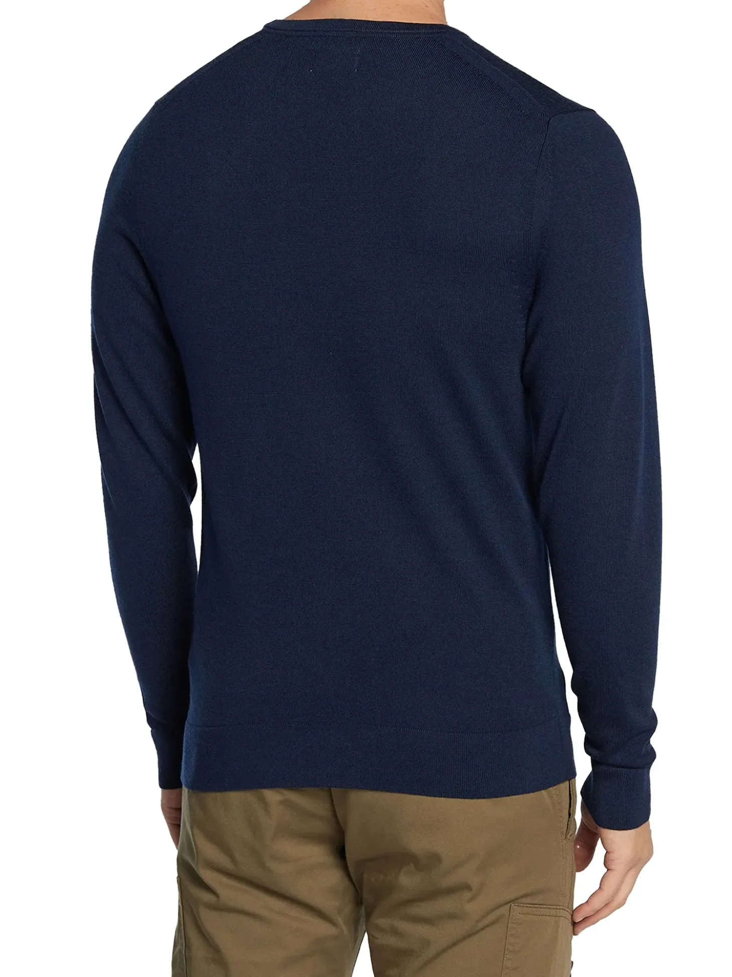 Maglia a girocollo in lana merino blu