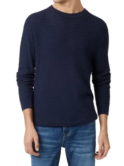 Maglia a girocollo trama intrecciata blu