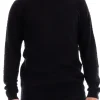 Maglia a girocollo trama intrecciata nero
