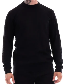 Maglia a girocollo trama intrecciata nero
