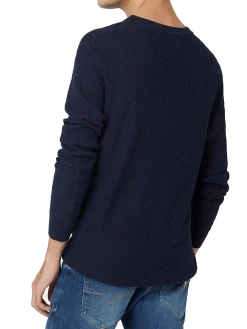 Maglia a girocollo trama intrecciata blu