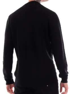 Maglia a girocollo trama intrecciata nero