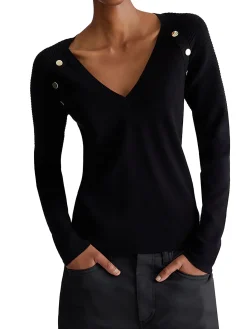 Maglia a V manica lunga nero