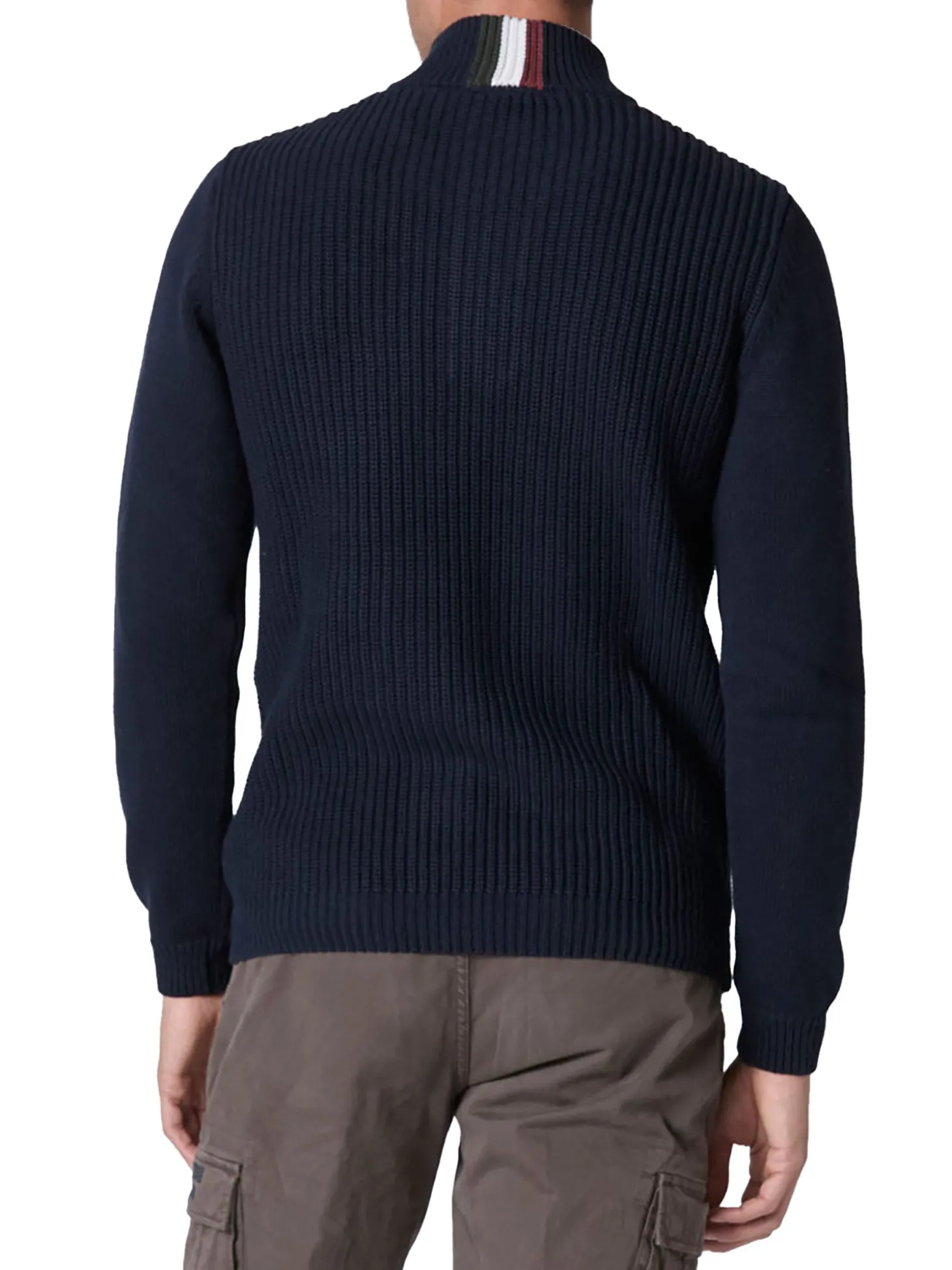 Maglia collo alto con bottoni e ricamo aquila turrita blu notte