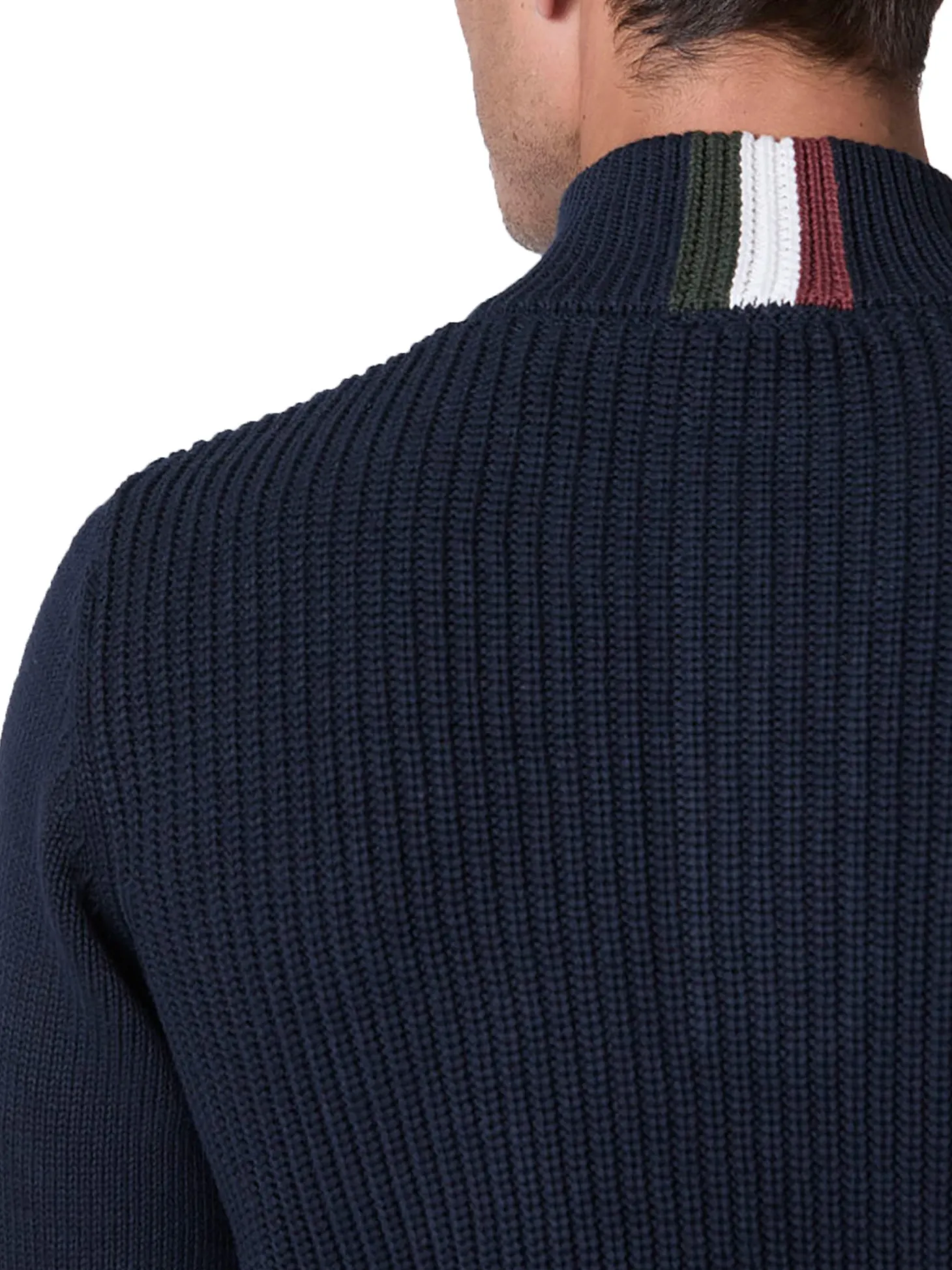 Maglia collo alto con bottoni e ricamo aquila turrita blu notte