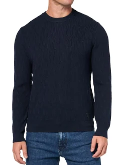 Maglia girocollo lavorata blu