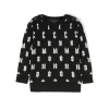 Maglia girocollo manica lunga con bottoni Hore big logo nero/panna