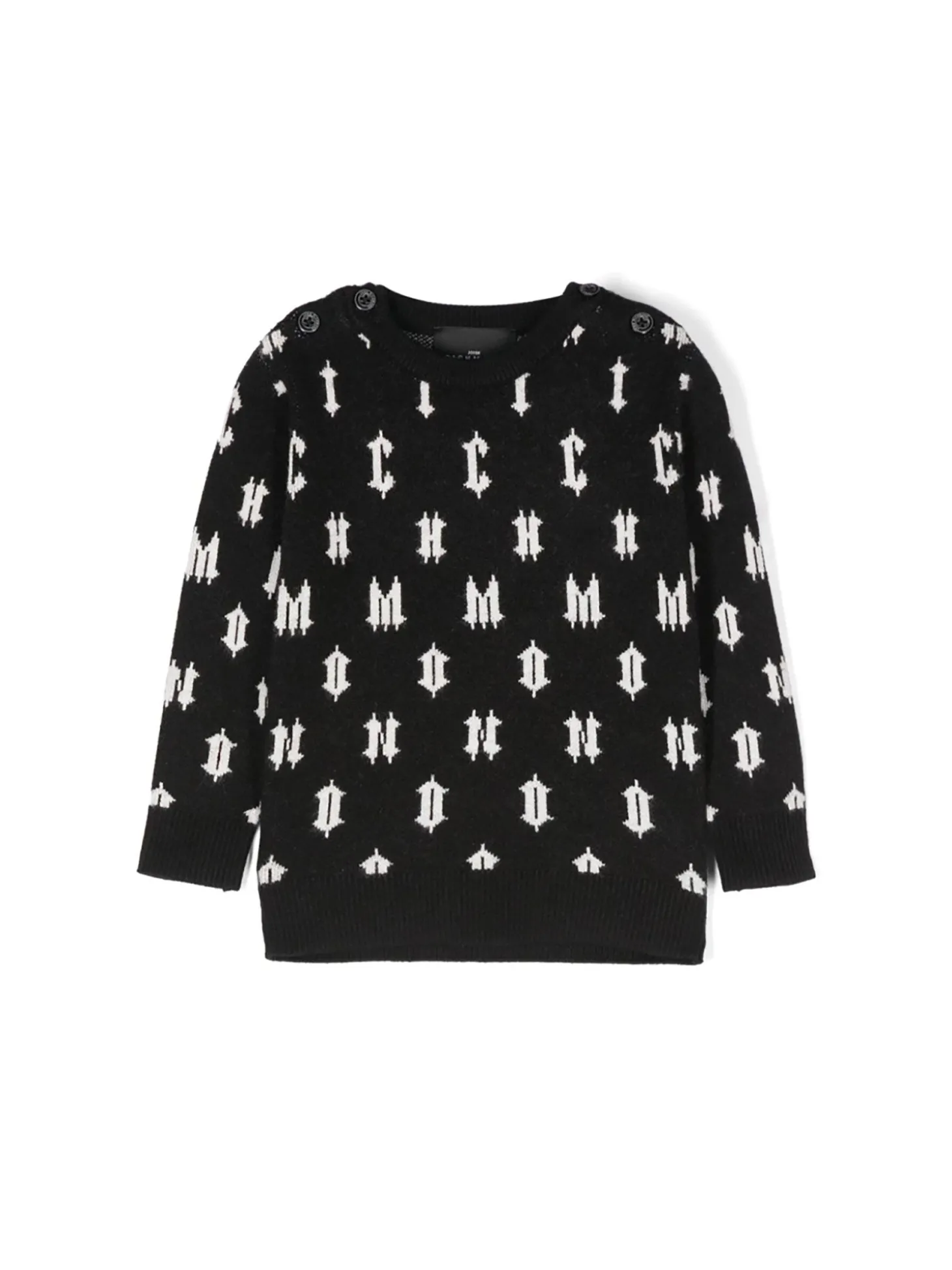 Maglia girocollo manica lunga con bottoni Hore big logo nero/panna