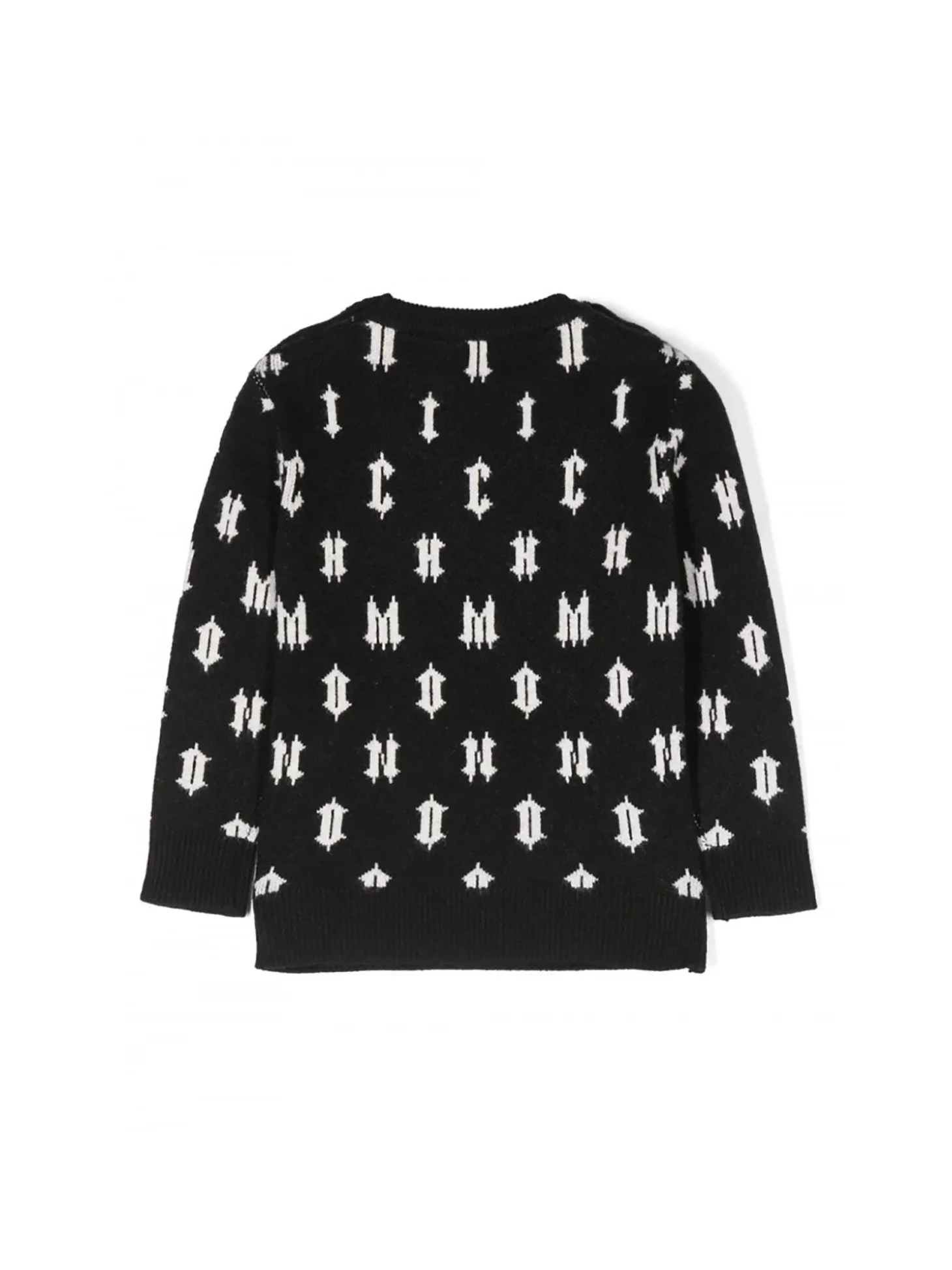 Maglia girocollo manica lunga con bottoni Hore big logo nero/panna