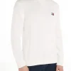 Maglia girocollo regular con badge bianco antico