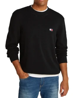 Maglia girocollo regular con badge nero