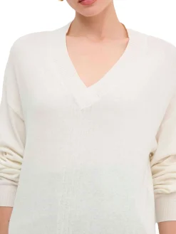 Maglia scollo a V manica lunga Matilda crema