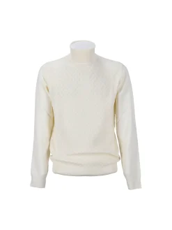 Maglione a collo alto con texture elegante panna