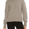 Maglione a coste con logo intarsiato sul petto mastice