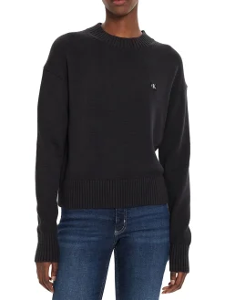 Maglione a coste con logo nero
