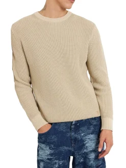 Maglione a costine beige
