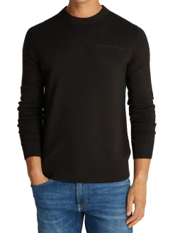 Maglione a girocollo con logo sul petto nero