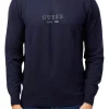 Maglione a girocollo con logo frontale blu