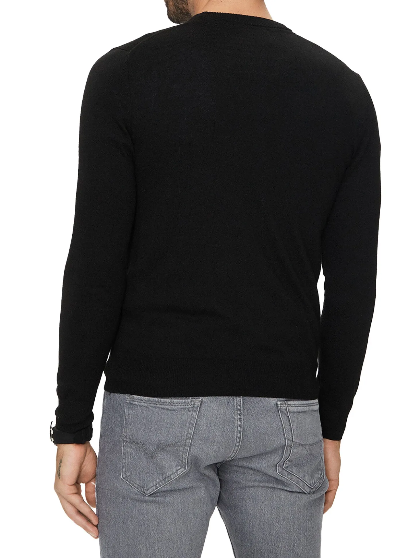 Maglione a girocollo con logo frontale nero