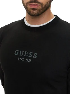 Maglione a girocollo con logo frontale nero